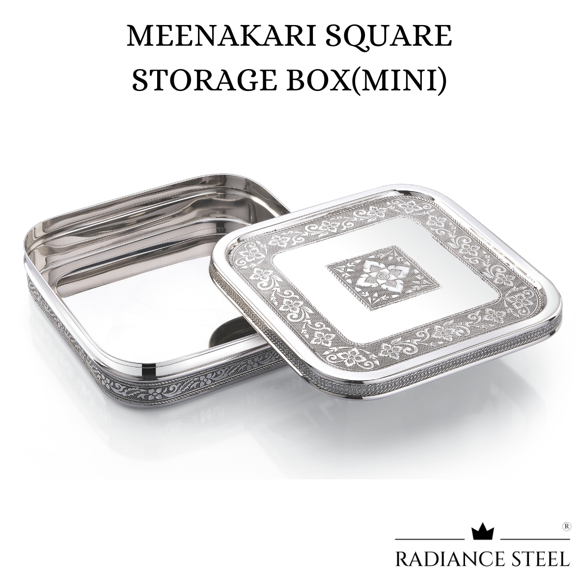 Meenakari Stainless Steel Square Storage Box | Chocolate Box Mini (Capacity -800ml)
