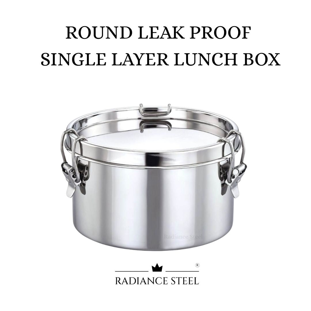 Stainless Steel Round Leakproof Single Layer Lunch Box