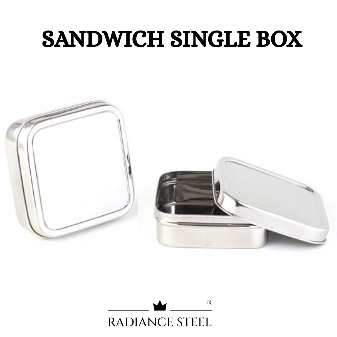 Square Stainless Steel Sandwich Single Box (Available in 3 sizes :Small, Medium, Large)