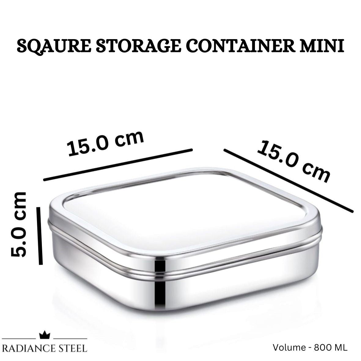 Stainless Steel Multi-Purpose Square Storage Container (Available is 4 sizes- Mini, Small, Medium, Large)