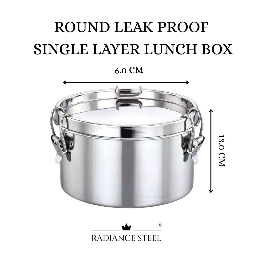 Stainless Steel Round Leakproof Single Layer Lunch Box