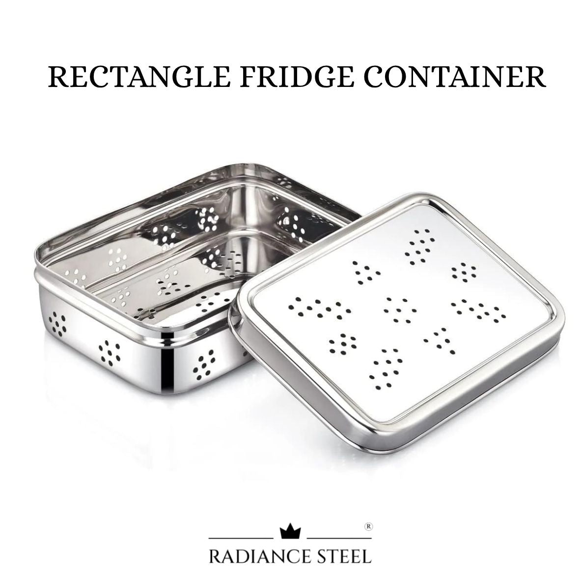 Stainless Steel Rectangle Fridge Container (Store Herbs And Veggies (Available in 2 sizes)