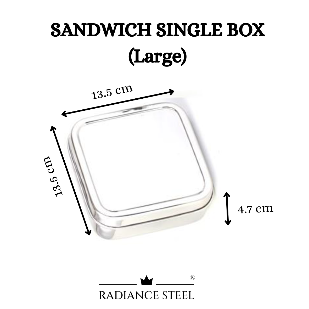 Square Stainless Steel Sandwich Single Box (Available in 3 sizes :Small, Medium, Large)