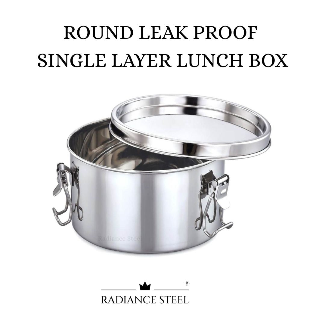 Stainless Steel Round Leakproof Single Layer Lunch Box