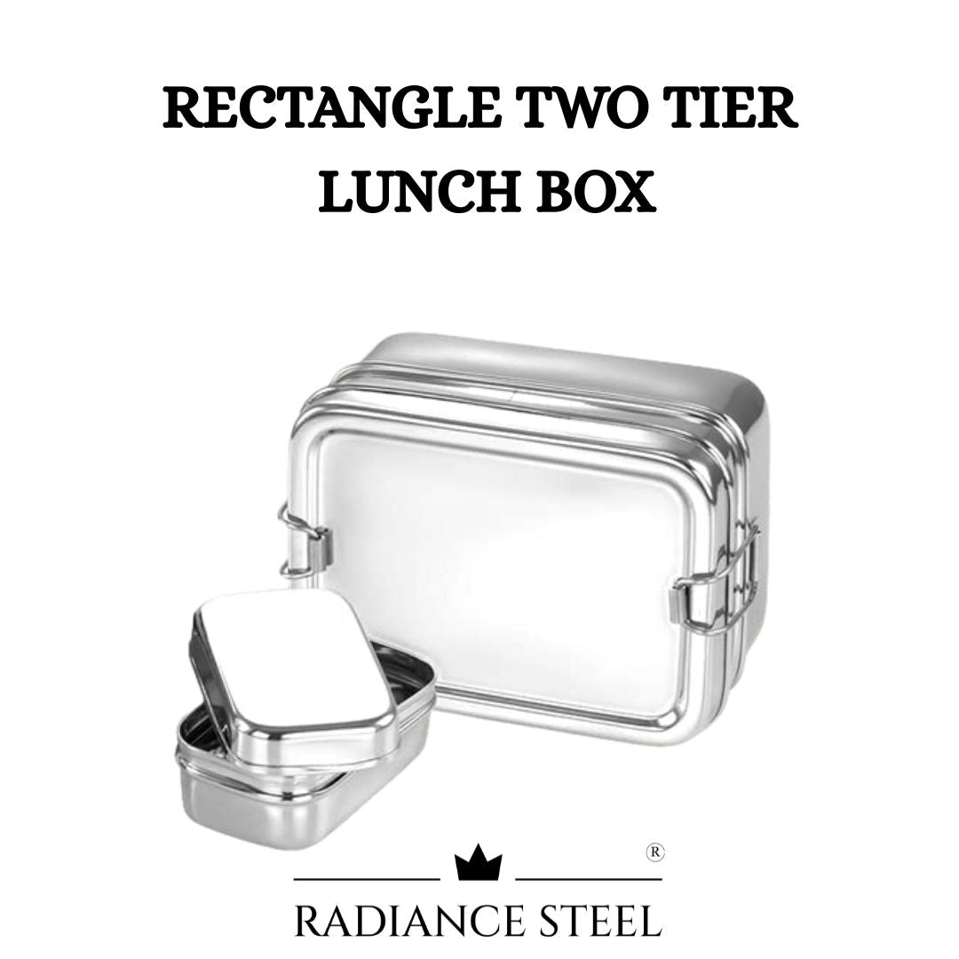 Two-Tier Rectangular Lunch Box With Mini Container (2 sizes- Small, Large)
