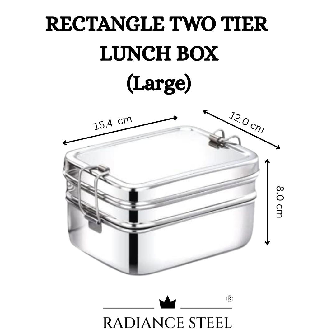 Two-Tier Rectangular Lunch Box With Mini Container (2 sizes- Small, Large)