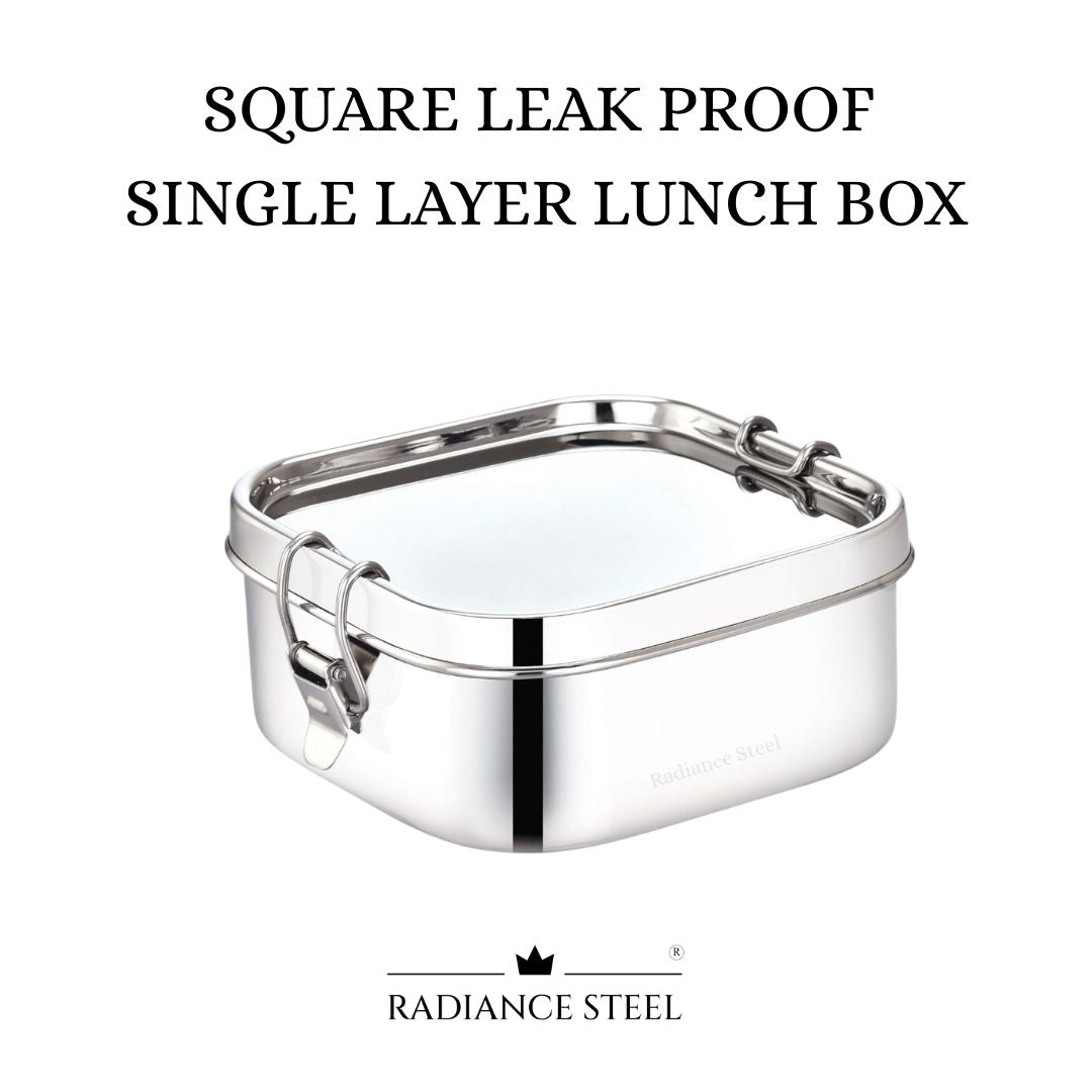 Stainless Steel Square Leakproof Lunch Box With Round Edges