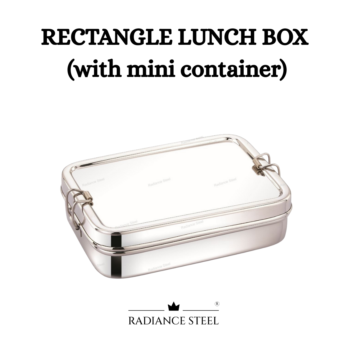 Rectangle Stainless Steel Lunch Box With Mini Container (Available in 3 sizes : Small, Medium, Large)