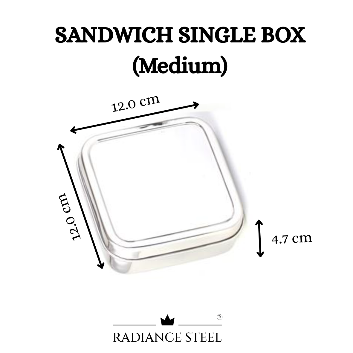 Square Stainless Steel Sandwich Single Box (Available in 3 sizes :Small, Medium, Large)