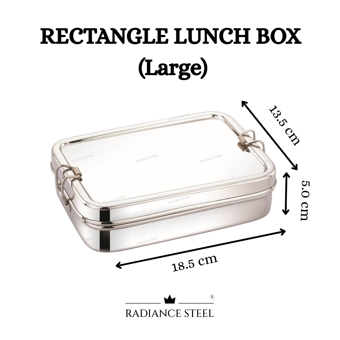 Rectangle Stainless Steel Lunch Box With Mini Container (Available in 3 sizes : Small, Medium, Large)