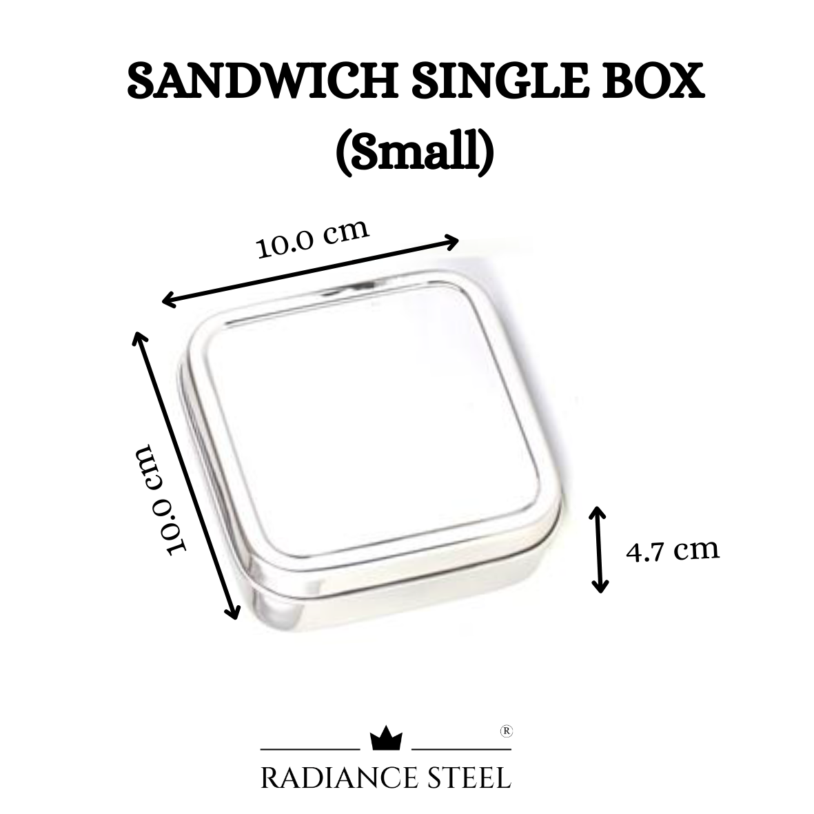 Square Stainless Steel Sandwich Single Box (Available in 3 sizes :Small, Medium, Large)