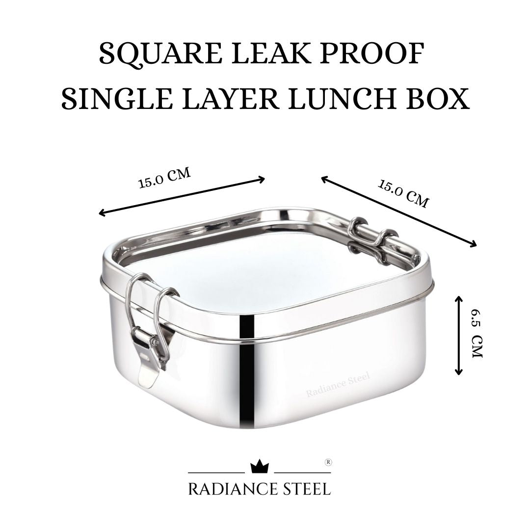 Stainless Steel Square Leakproof Lunch Box With Round Edges