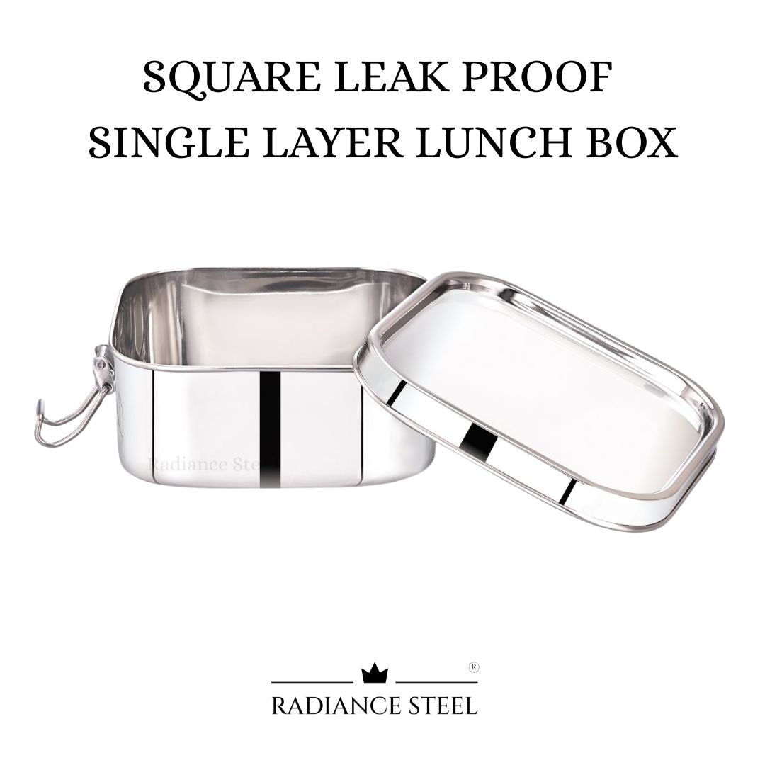 Stainless Steel Square Leakproof Lunch Box With Round Edges