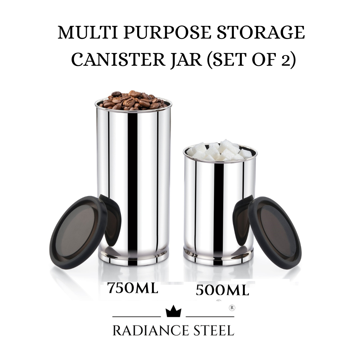 Radiance Steel Airtight Leakproof MultiPurpose Storage CanisterJar I CookieJar I CandyJar I NamkeenJar