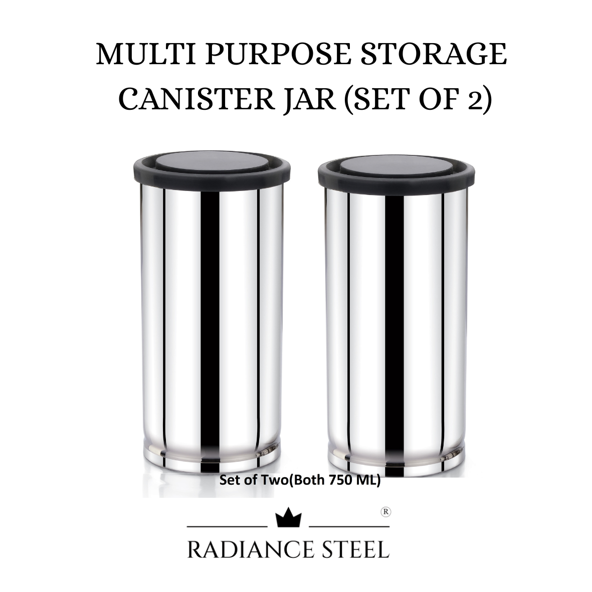 Radiance Steel Airtight Leakproof MultiPurpose Storage CanisterJar I CookieJar I CandyJar I NamkeenJar