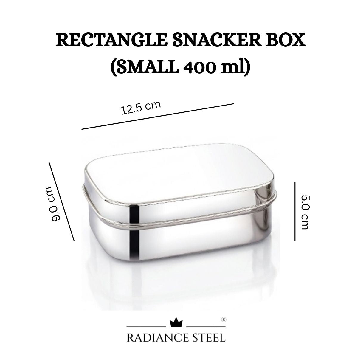Radiance Steel Rectangular Snacker Box (Available in 3 Sizes - Large(700 ML), Medium(500 ML), Small(400 ML))