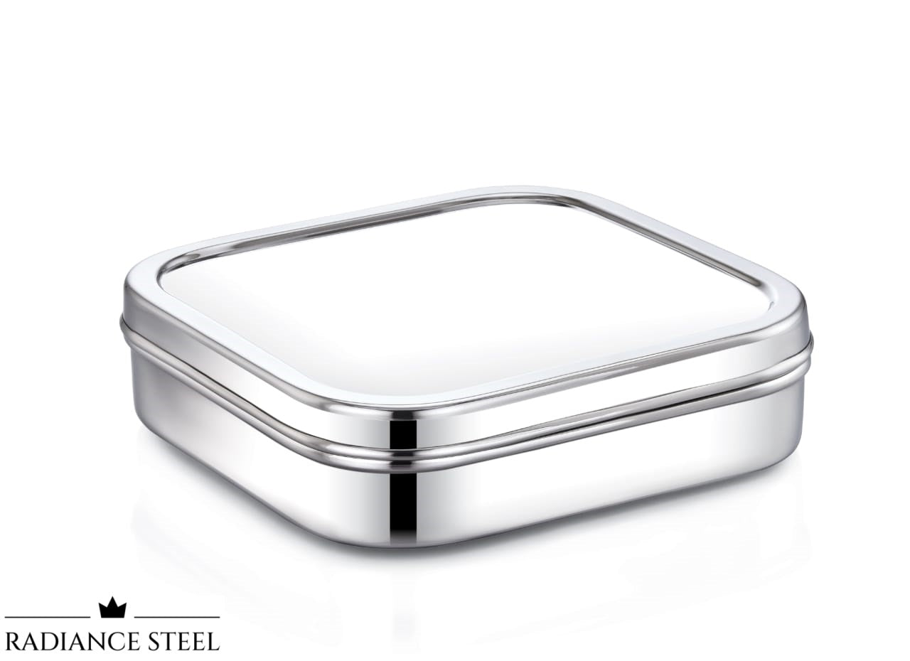 Stainless Steel Multi-Purpose Square Storage Container (Available is 3 sizes- Small, Medium, Large) - Radiance Steel | Manufacturers of Premium stainless steel lunchbox | masala dabba | Canisters | kitchen storage containers