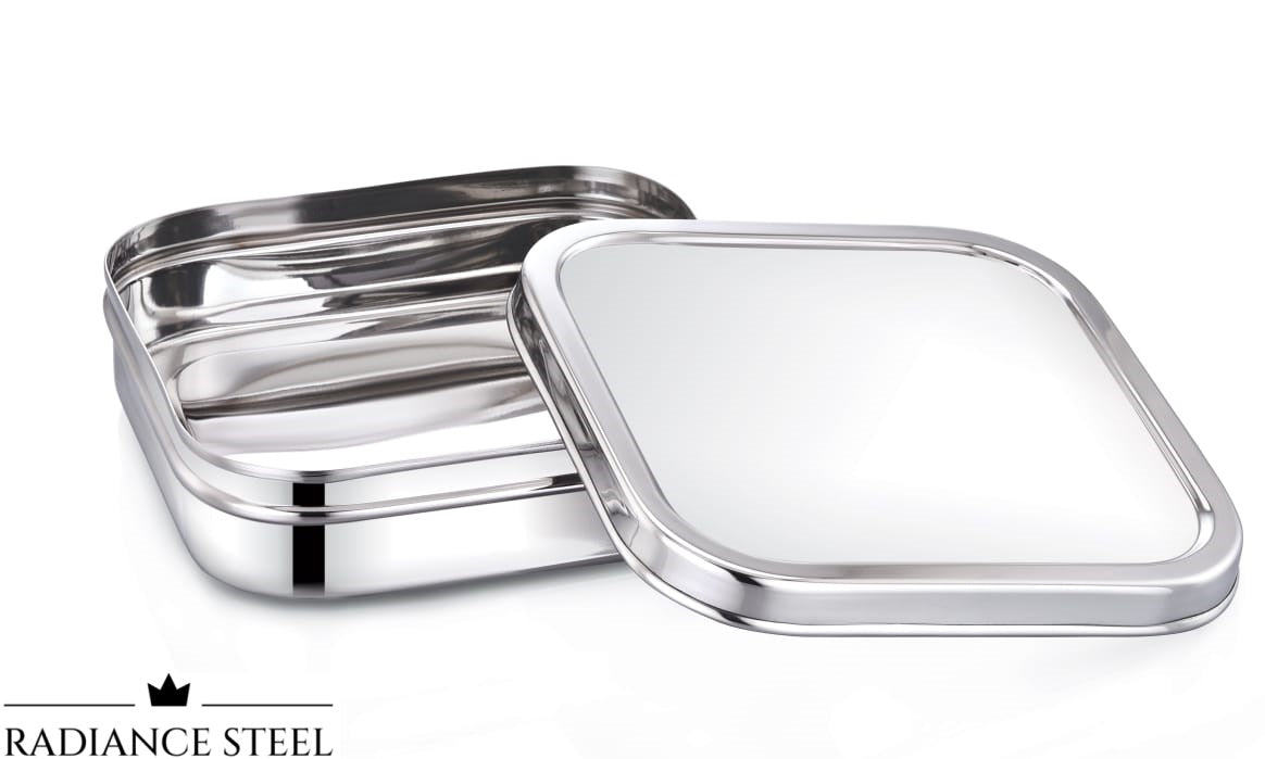 Stainless Steel Multi-Purpose Square Storage Container (Available is 3 sizes- Small, Medium, Large) - Radiance Steel | Manufacturers of Premium stainless steel lunchbox | masala dabba | Canisters | kitchen storage containers
