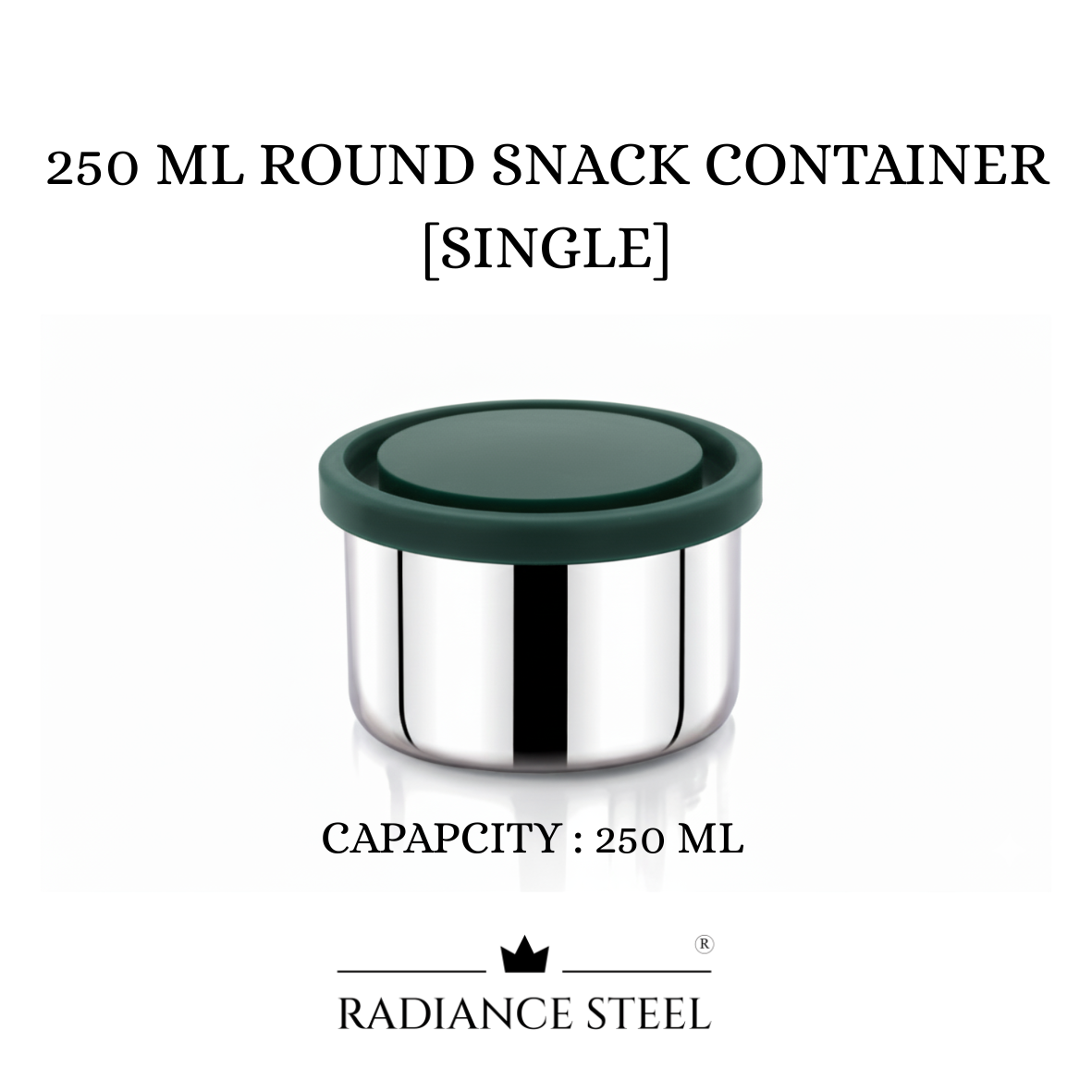 Stainless Steel Round (150 ml /250 ml) Snack Box  With Silicone Lid | Airtight| Leakproof| 100 % Made in India