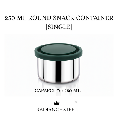 Stainless Steel Round (150 ml /250 ml) Snack Box  With Silicone Lid | Airtight| Leakproof| 100 % Made in India