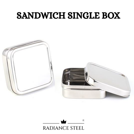 Square Stainless Steel Sandwich Single Box (Available in 3 sizes :Small, Medium, Large)