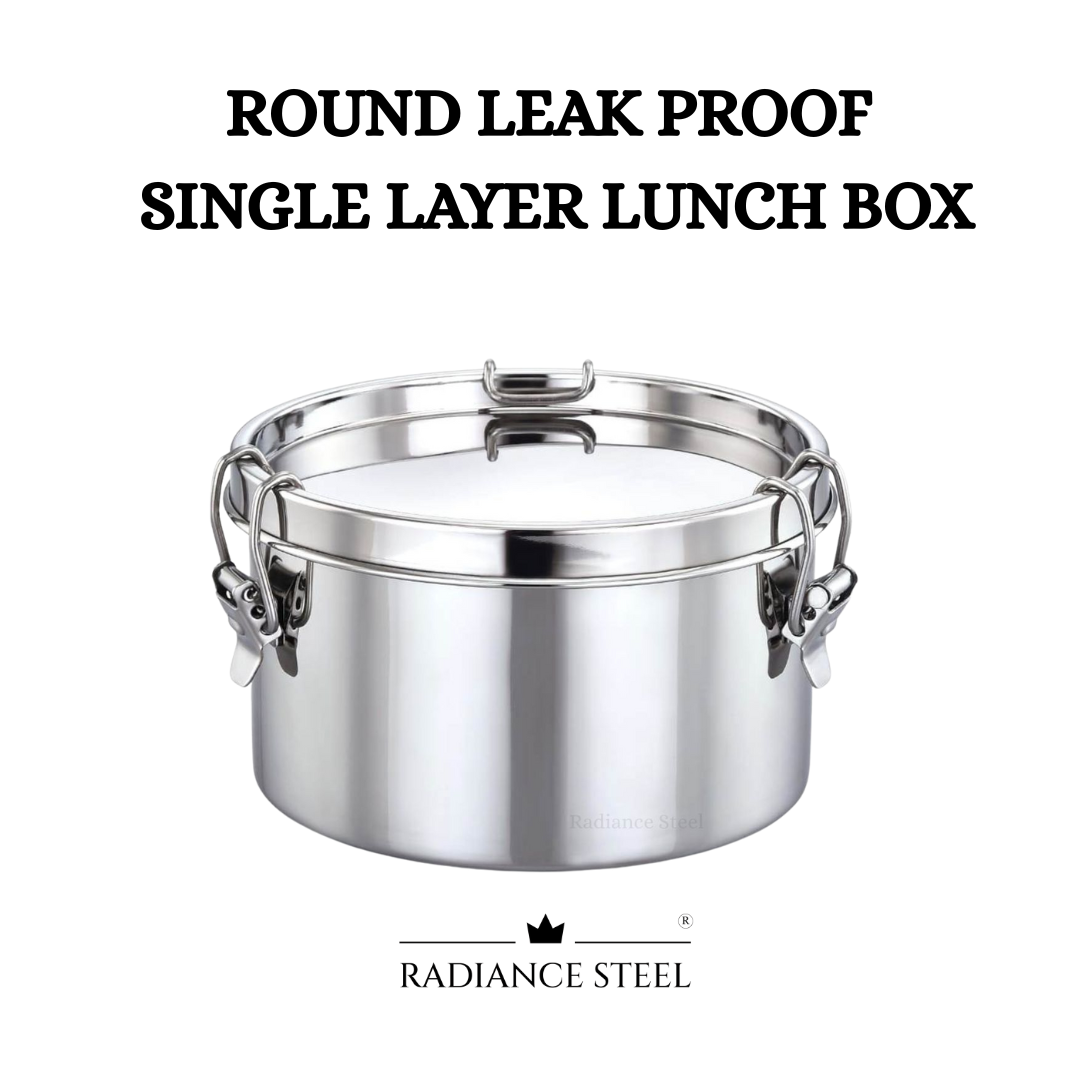 Stainless Steel Round Leakproof Single layer Lunch Box