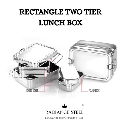 Two-Tier Rectangular Lunch Box With Mini Container (2 sizes- Small, Large)