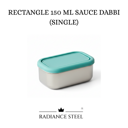 Radiance Steel Rectangular Stainless Steel 150 ml Airtight Leak Proof Sauce | Chutney  Dabbi | Container With High Quality Food Grade Silicone Lid