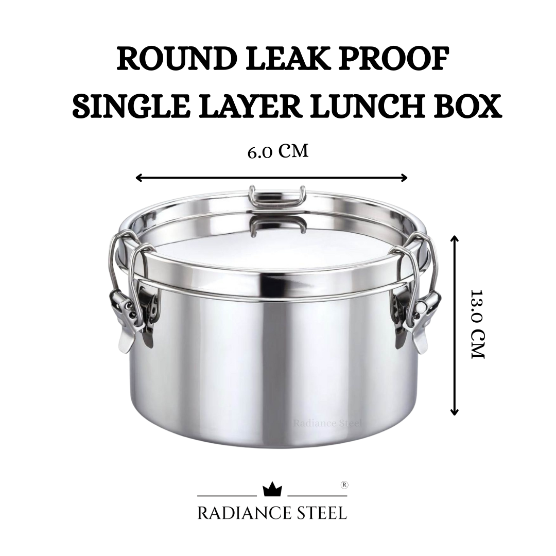 Stainless Steel Round Leakproof Single layer Lunch Box