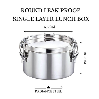Stainless Steel Round Leakproof Single Layer Lunch Box
