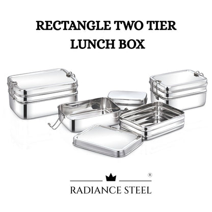 Two-Tier Rectangular Lunch Box With Mini Container (2 sizes- Small, Large)