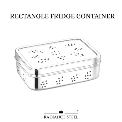 Stainless Steel Rectangle Fridge Container (Store Herbs And Veggies (Available in 2  sizes)