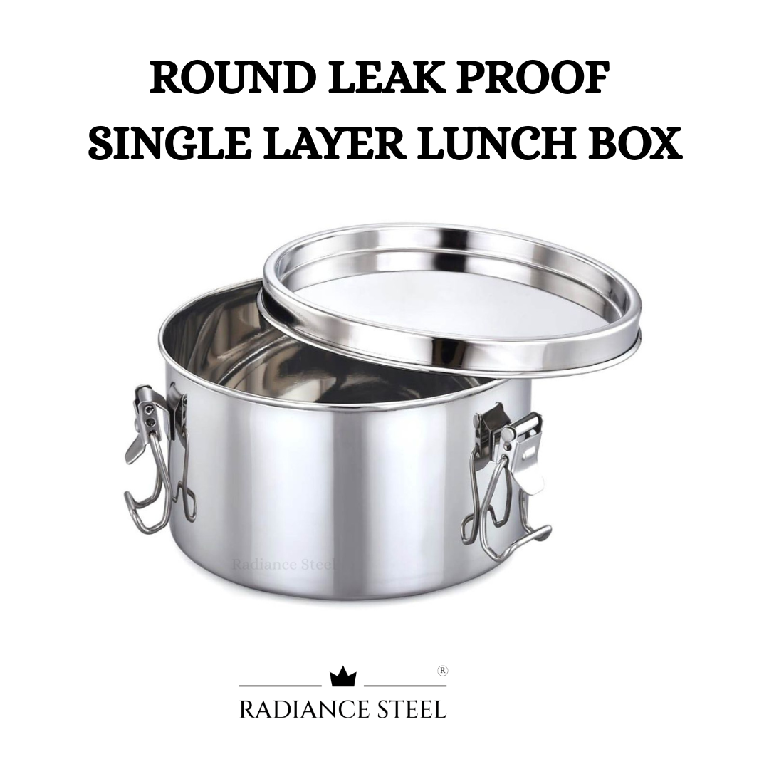 Stainless Steel Round Leakproof Single layer Lunch Box