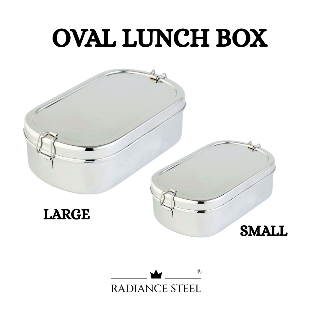 Stainless Steel Oval Lunch Box with Mini Container(Available in 2 Sizes: Small, Large)