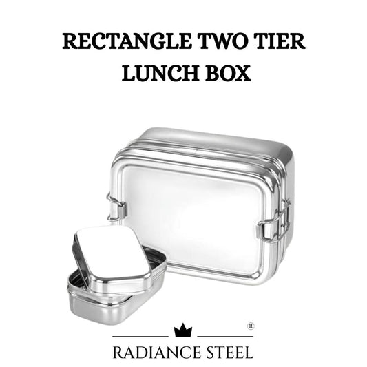 Two-Tier Rectangular Lunch Box With Mini Container (2 sizes- Small, Large)