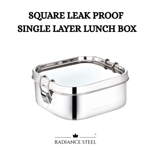 Stainless Steel Square Leakproof Lunch Box with Round Edges