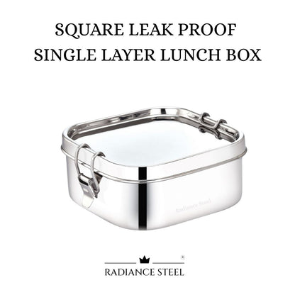 Stainless Steel Square Leakproof Lunch Box With Round Edges