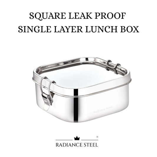 Stainless Steel Square Leakproof Lunch Box With Round Edges