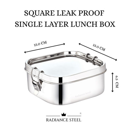 Stainless Steel Square Leakproof Lunch Box With Round Edges
