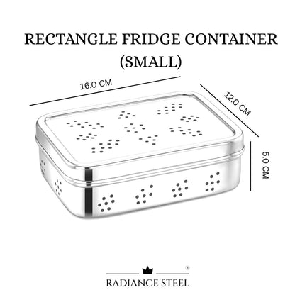 Stainless Steel Rectangle Fridge Container (Store Herbs And Veggies (Available in 2  sizes)