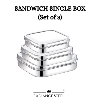 Stainless Steel Sandwich Single Box Set of 3(Large, Medium, Small)