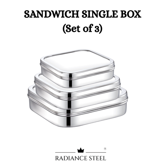 Stainless Steel Sandwich Single Box Set of 3(Large, Medium, Small)