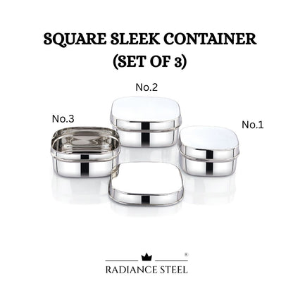 Radiance Steel Square Sleek Storage Container Set Of 3