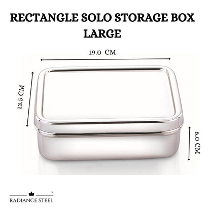 Stainless Steel Rectangle Multi Purpose Solo Storage Box (Available in 2 sizes - LARGE, MEDIUM)