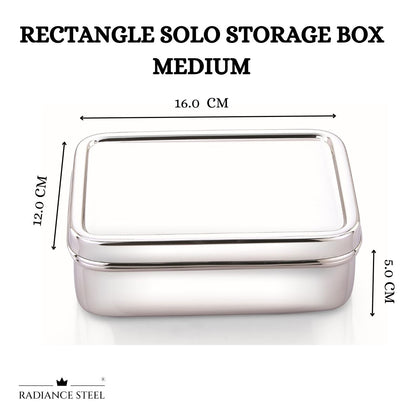 Stainless Steel Rectangle Multi Purpose Solo Storage Box (Available in 2 sizes - LARGE, MEDIUM)