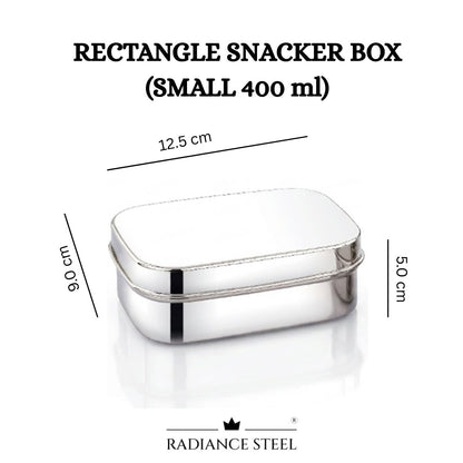 Radiance Steel Rectangular Snacker Box (Available in 3 Sizes - Large(700 ML), Medium(500 ML), Small(400 ML))