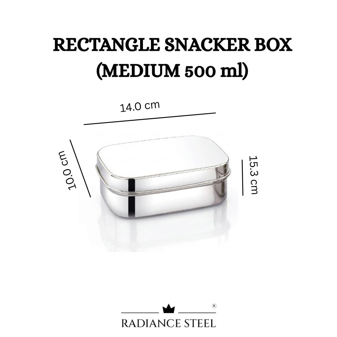 Radiance Steel Rectangular Snacker Box (Available in 3 Sizes - Large(700 ML), Medium(500 ML), Small(400 ML))